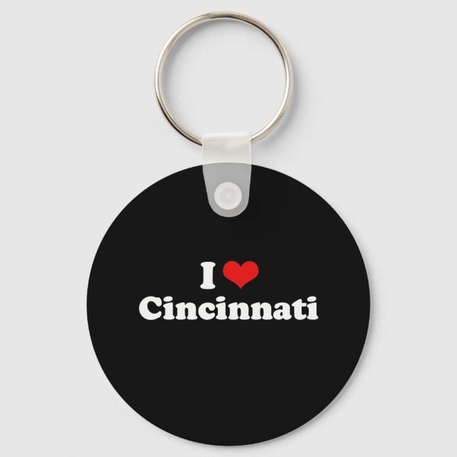 I Love Cincinnati Tshirt White Tshirt Key Ring (Front)