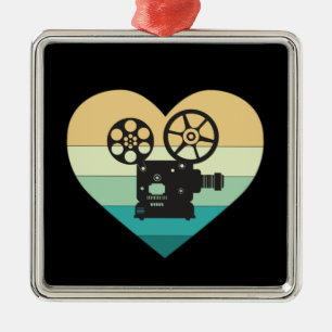 I Love Cinema Retro Movie Projector Metal Ornament