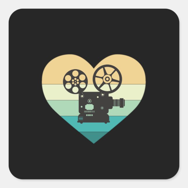 I Love Cinema Retro Movie Projector Square Sticker (Front)