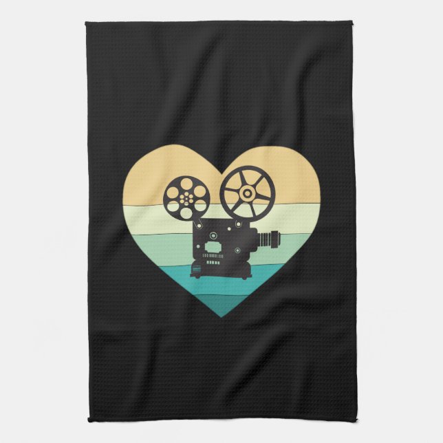 I Love Cinema Retro Movie Projector Tea Towel (Vertical)