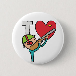 I Love Clay Pigeon Shooting 6 Cm Round Badge