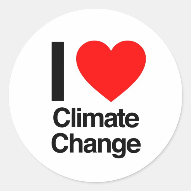 i love climate change classic round sticker (Front)