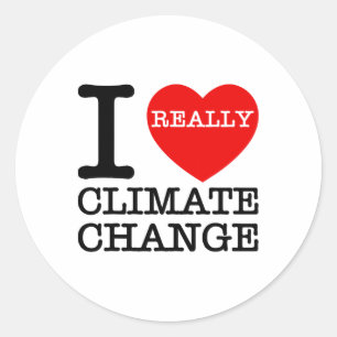 I Love Climate Change Heart Glol Warming Funny Ear Classic Round Sticker