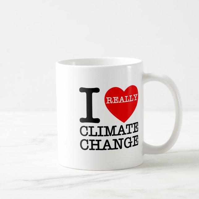 I Love Climate Change Heart Glol Warming Funny Ear Coffee Mug (Right)