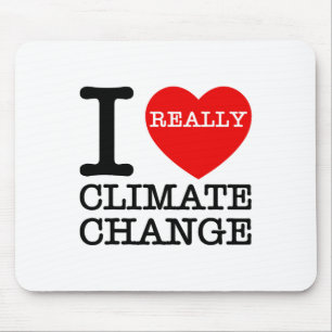 I Love Climate Change Heart Glol Warming Funny Ear Mouse Pad