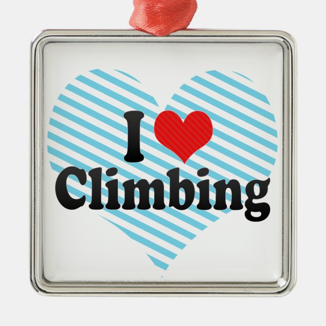 I Love Climbing Metal Tree Decoration (Front)