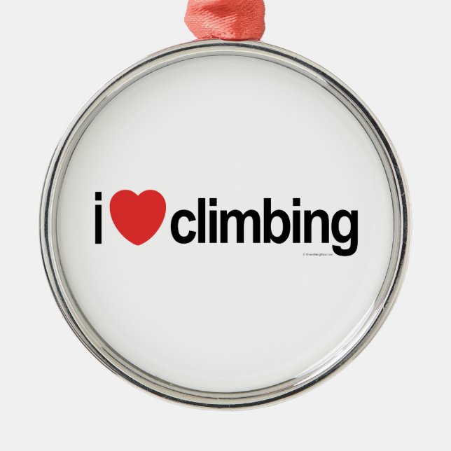 I Love Climbing Metal Tree Decoration (Front)