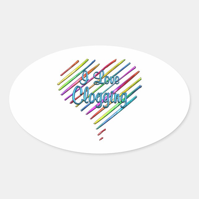 I Love Clogging Oval Sticker (Front)