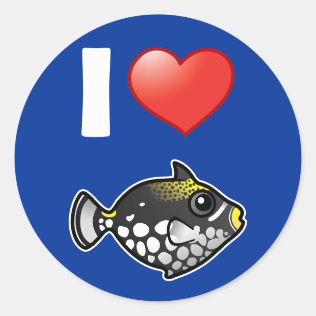 I Love Clown Triggerfish Classic Round Sticker (Front)
