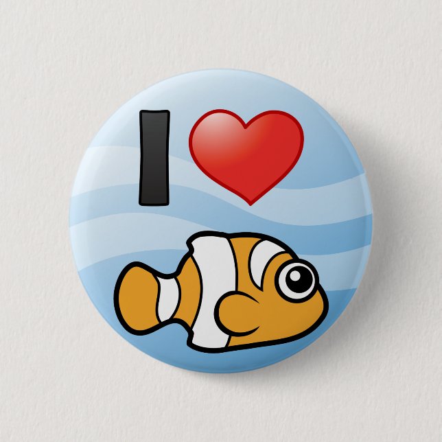I Love Clownfish 6 Cm Round Badge (Front)