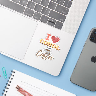I Love Cobol Programming and Coffee Sticker