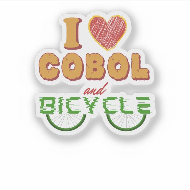I Love Cobol Programming and The Bicycle Sticker (Front)