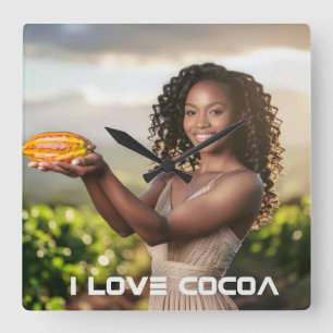 I LOVE COCOA SQUARE WALL CLOCK