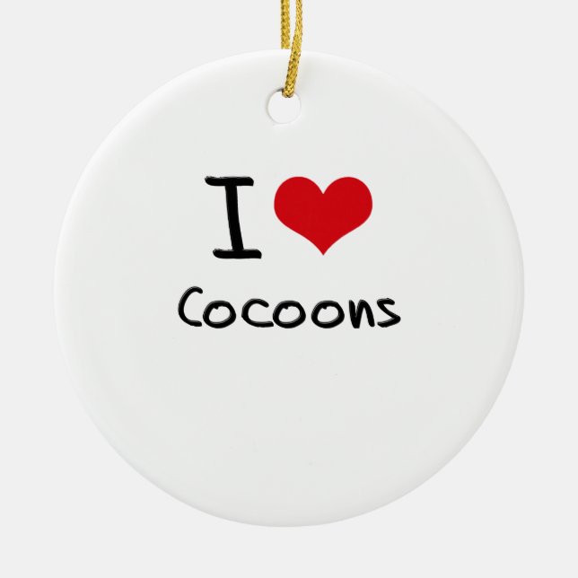 I love Cocoons Ceramic Tree Decoration (Front)