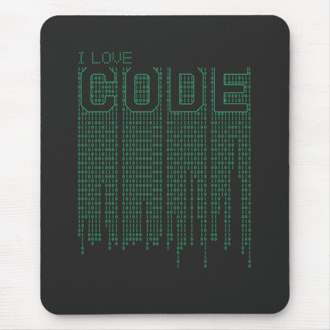 I Love Code Mouse Pad (Front)