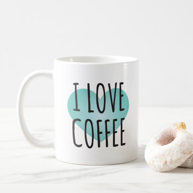 I Love Coffee (11 oz) Coffee Mug (With Donut)