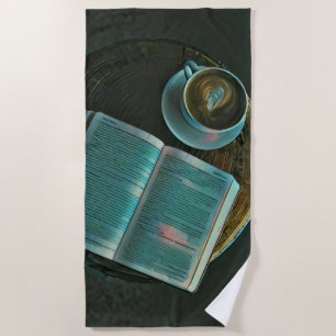 I love coffee and books beach towel