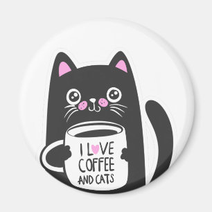 I love coffee and cats - Choose background color Magnet