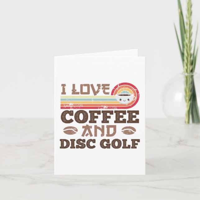 I love Coffee and Disk golf Retro Sunset Gift Card (Front)
