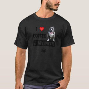 I Love Coffee And My Pittie Mum Dad Pitbull Animal T-Shirt
