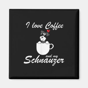 i love coffee and my schnauzer dog lovers magnet