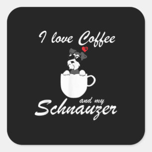 i love coffee and my schnauzer dog lovers square sticker