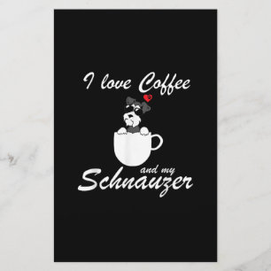 i love coffee and my schnauzer dog lovers stationery