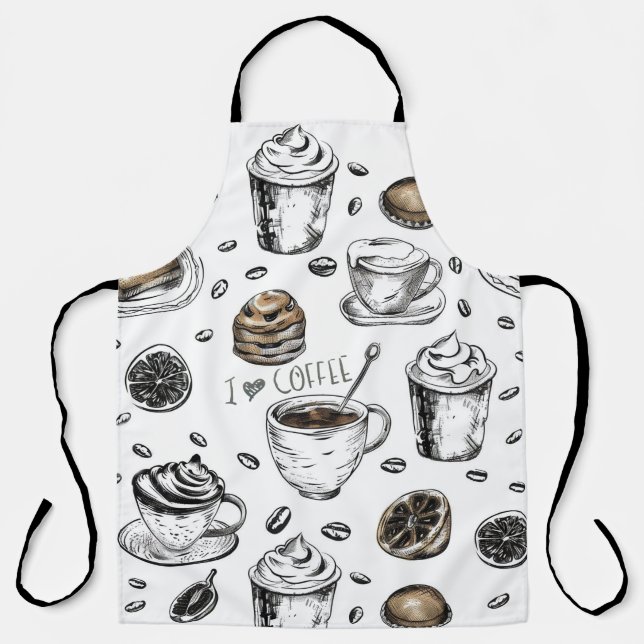 I Love Coffee Apron - Cute Barista Gift (Front)