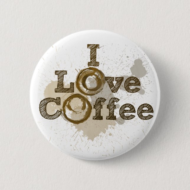 I Love Coffee Art Caffeine 6 Cm Round Badge (Front)