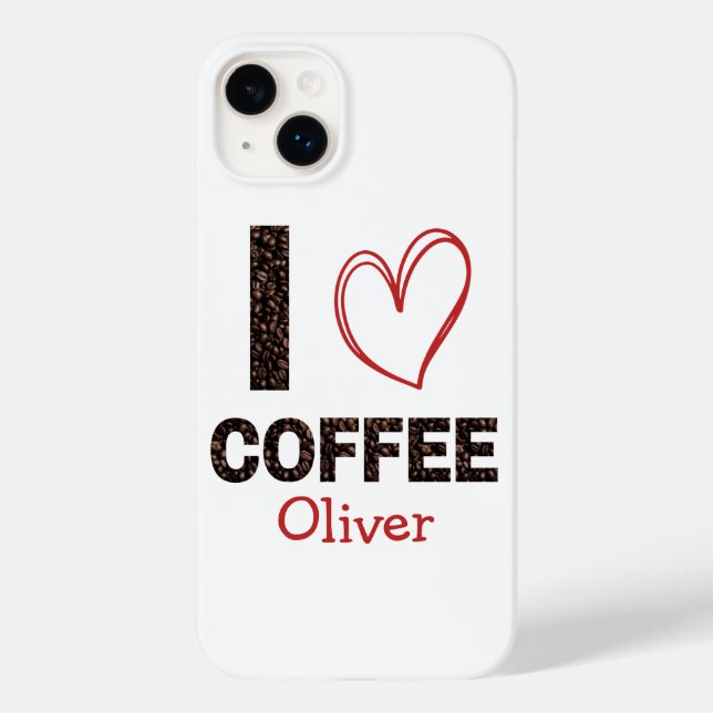 I Love Coffee Brown Modern Minimalist Clean Simple Case-Mate iPhone Case (Back)