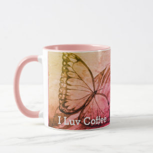 I Love Coffee Butterfly Mug