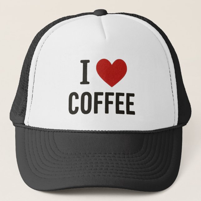 I Love Coffee Cap. Trucker Hat (Front)