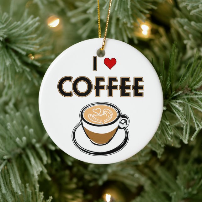 I Love Coffee Ceramic Ornament (Tree)