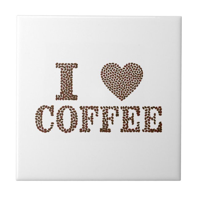 I Love Coffee Ceramic Tile (Front)