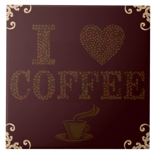I Love Coffee Ceramic Tile (Front)