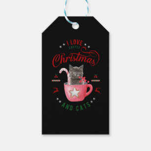 i love Coffee Christmas and Cats Joyful Greetings Gift Tags
