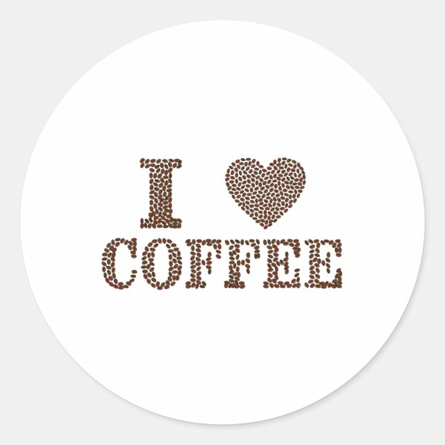 I LOVE COFFEE CLASSIC ROUND STICKER (Front)