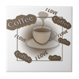 I Love Coffee Cup Ceramic Tile
