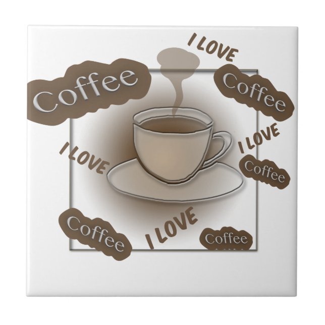 I Love Coffee Cup Ceramic Tile (Front)