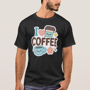 I Love Coffee Cute Kawaii Sticker – Adorable Coffe T-Shirt