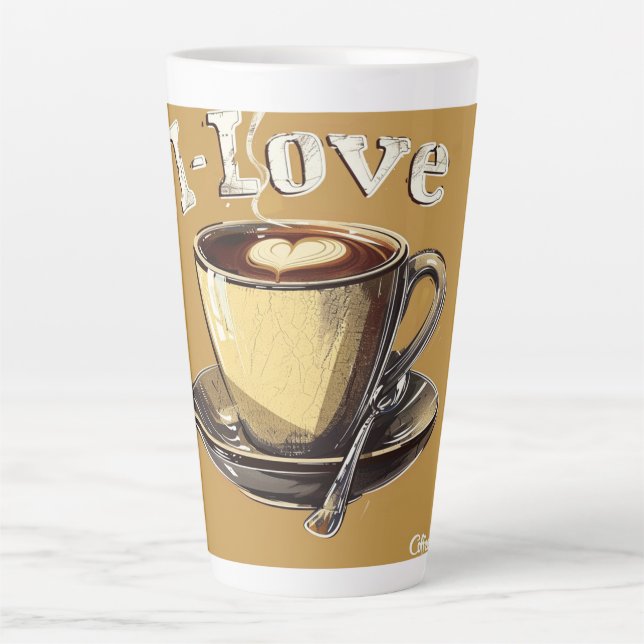 I Love Coffee Digital Art Latte Mug (Front)