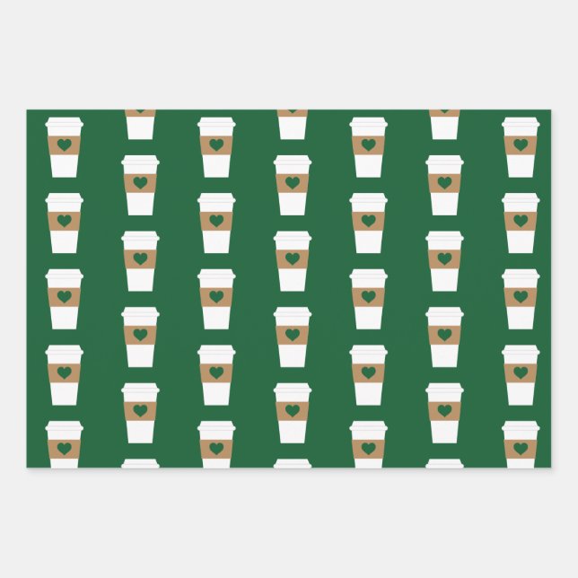 I Love Coffee Disposable Coffee Cup Wrapping Paper Sheet (Front)