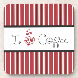 I Love Coffee Letter Art Coaster