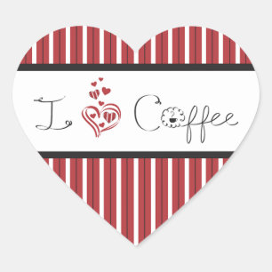 I Love Coffee Letter Art Heart Sticker