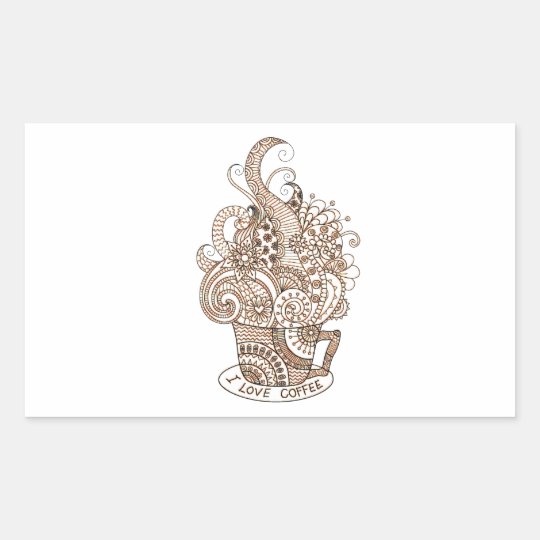 I Love Coffee Rectangular Sticker
