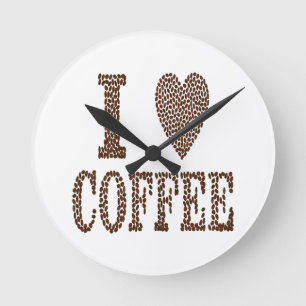 I Love Coffee Round Clock