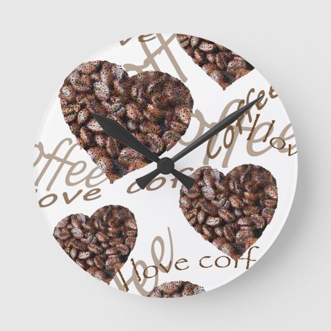 I Love Coffee!! Round Clock (Front)