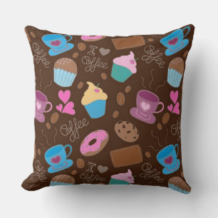 I Love Coffee Sweets & Treats Throw Pillow