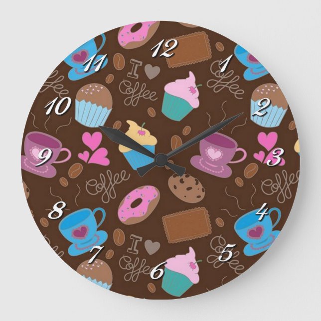 I Love Coffee Sweets & Treats Wall Clock (Front)