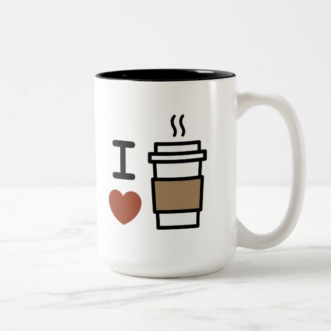 I Love Coffee Two-Tone Coffee Mug (Right)